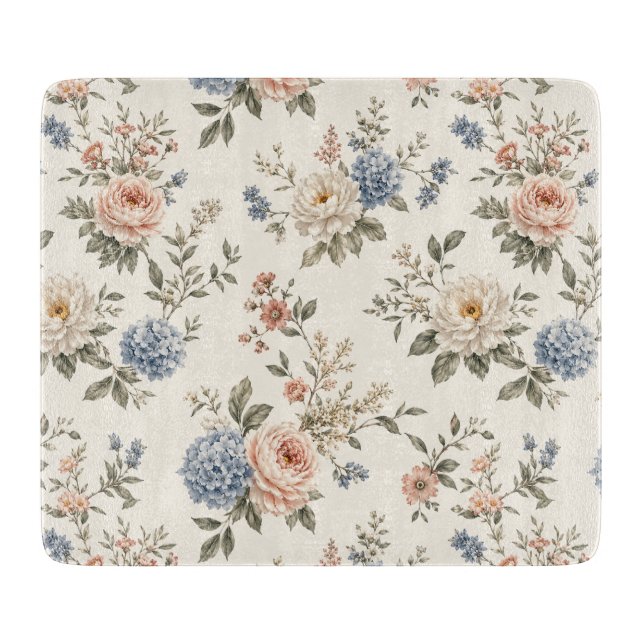 Clean Modern Garden Florals and Negative Space Cutting Board (Front)