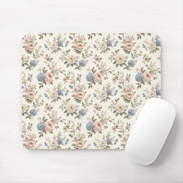 Clean Modern Garden Florals and Negative Space Mouse Pad (With Mouse)