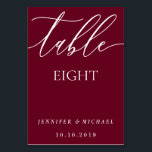 Clean Modern Minimalist Calligraphy Seat burgundy Table Number<br><div class="desc">Clean Modern Minimalist Calligraphy Seat burgundy</div>