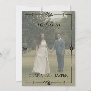 Clean Modern Minimalist Full Photo Wedding Invitation