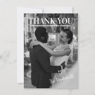 Clean Modern Minimalist Wedding Photo Thank You Card