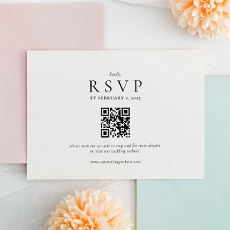 Clean Modern Qr Code Wedding  RSVP Card