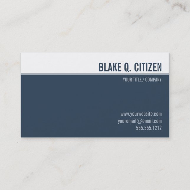 Clean modern slate blue business card (Front)