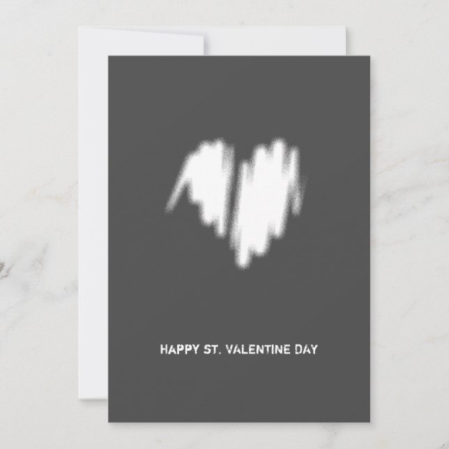 Clean Monochrome Modern White Heart QR Code Holiday Card (Front)