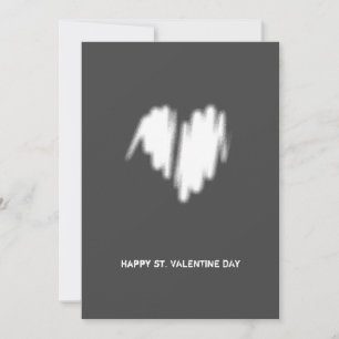 Clean Monochrome Modern White Heart QR Code Holiday Card