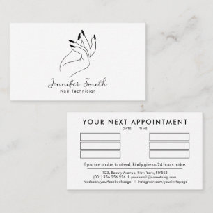 Clean Nail Tech Appointment Card
