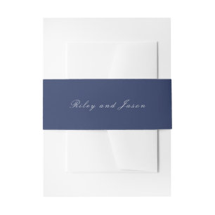 Clean Navy Blue Elegant Wedding Invitation Belly Band