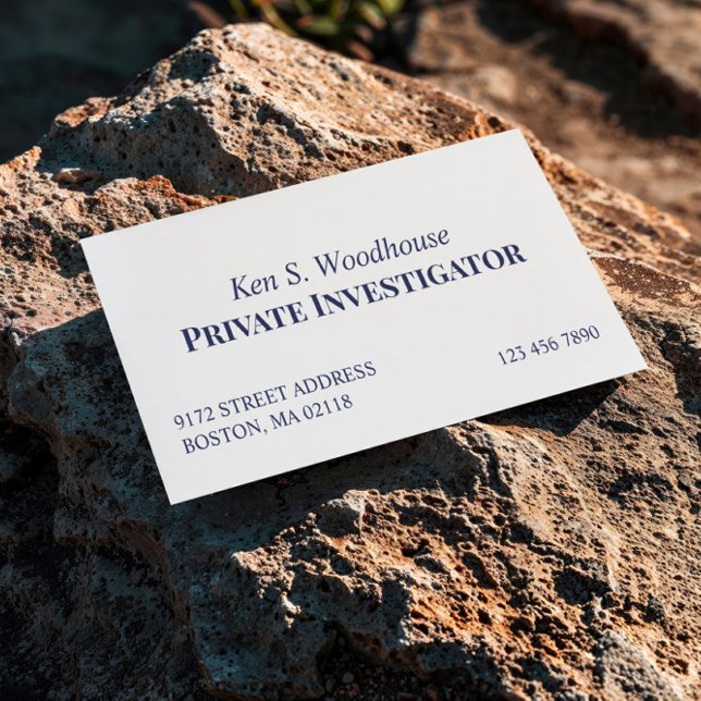 Clean Navy Blue White Bold Font Profession Business Card (Creator Uploaded)