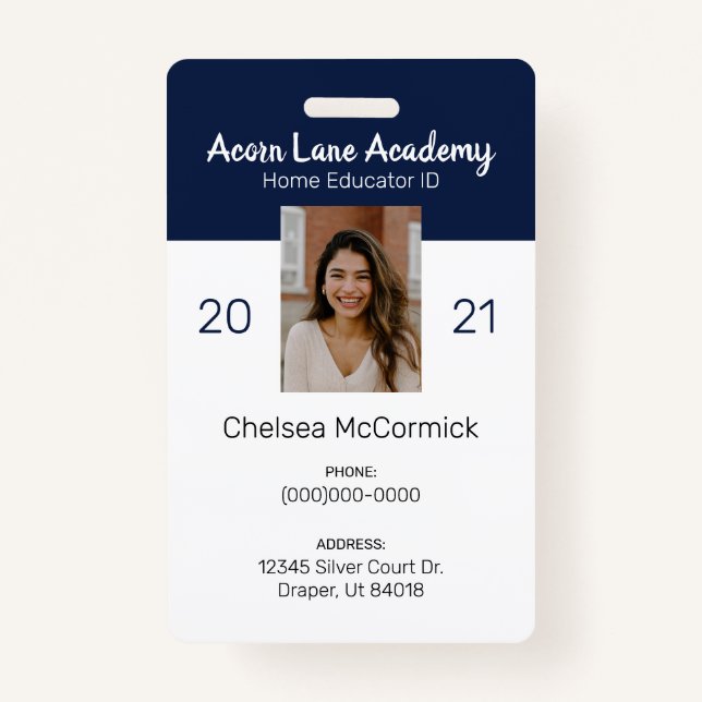 Clean Navy Homeschool Educator ID Badge (Front)