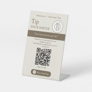 Clean Neutral Cash App Tips QR Code Sign