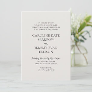 Clean Neutral Elegant Wedding Invitation