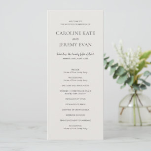 Clean Neutral Elegant Wedding Programme
