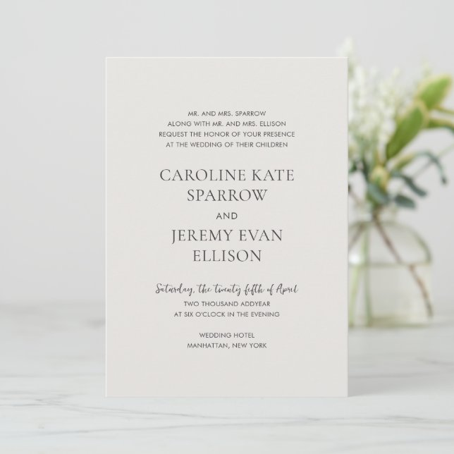 Clean Neutral QR Code Elegant Wedding Invitation (Standing Front)