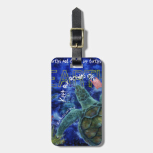 Clean Ocean Sea Turtle Art Luggage Tag
