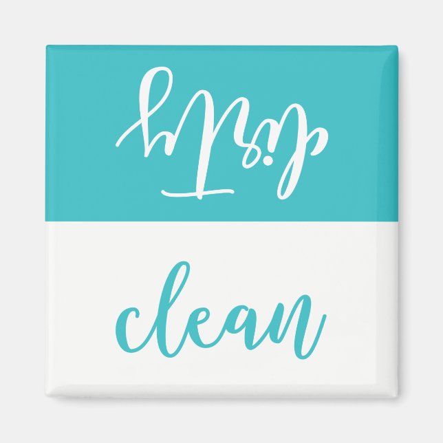 Clean Or Dirty Dishwasher Magnet (Aqua & White) (Front)