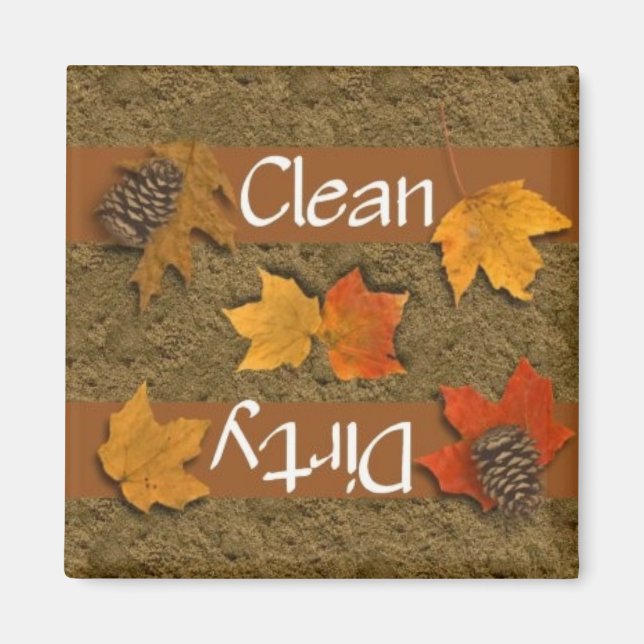 Clean or Dirty Fall Leaves Dishwasher Magnet (Front)
