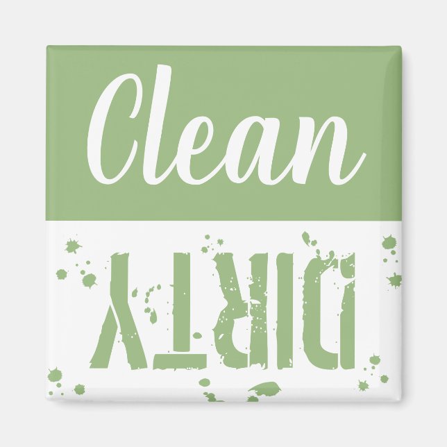 Clean or Dirty | Green Kitchen Dishwasher Magnet (Front)