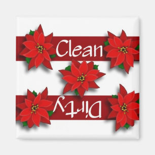 Clean or Dirty Poinsettias Dishwasher Magnet