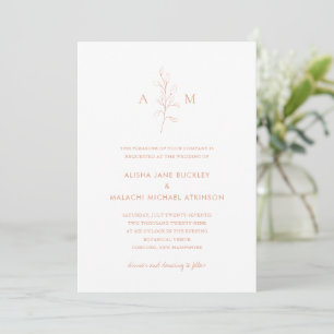 Clean Peach Botanical Elegant Wedding Invitation