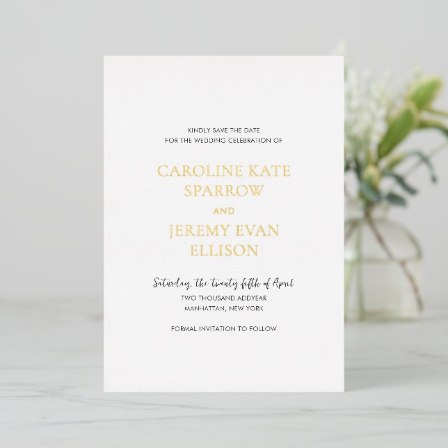 Clean Photo Elegant Wedding Save the Date (Standing Front)