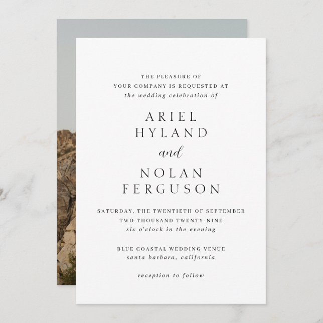 Clean Photo Modern Wedding Invitation (Front/Back)