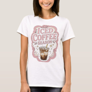 Clean Pink ICED COFFEE SEASON Print T-Shirt