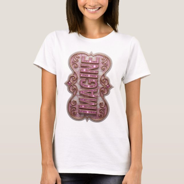 Clean Pink IMAGINE Print T-Shirt (Front)