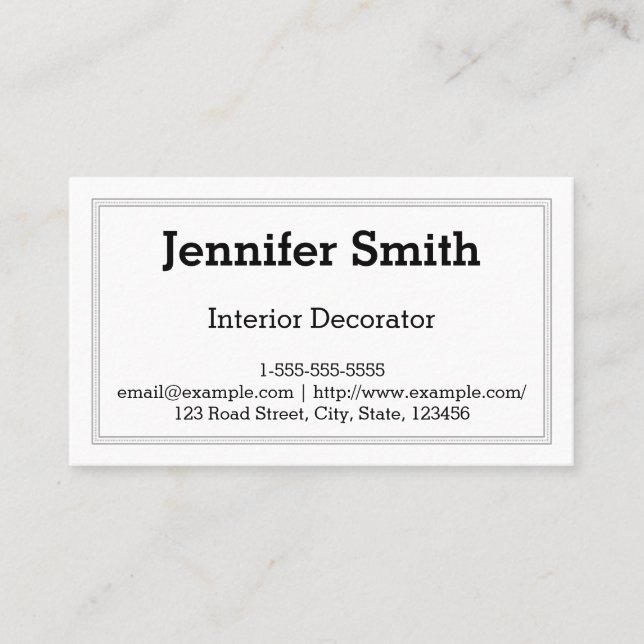 Clean & Plain Interior Decorator Business Card (Front)