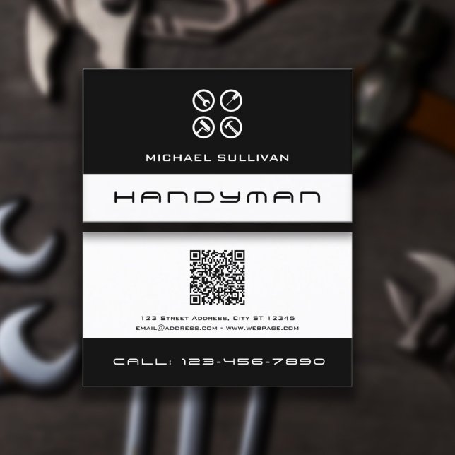 Clean professional logo handyman Business Card (Creator Uploaded)