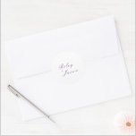 Clean Purple Elegant Wedding Classic Round Sticker<br><div class="desc">Elegant wedding stickers featuring a timeless design with your names in script.</div>