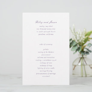 Clean Purple Elegant Wedding Program