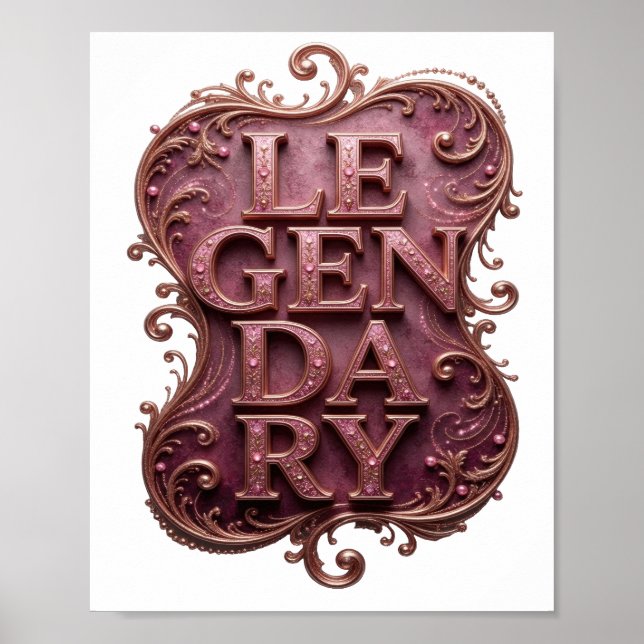 Clean Purple LEGENDARY Graphic Design Poster (Front)
