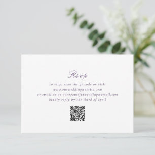 Clean Purple QR Code Elegant Wedding RSVP Card