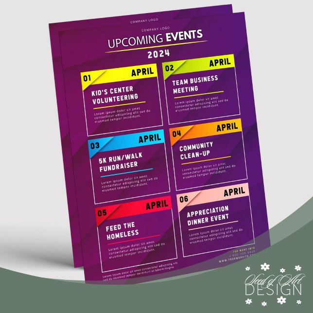 Clean Purple Upcoming Events Schedule Planner  Flyer (Creator Uploaded)