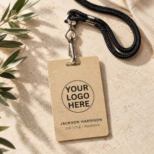 Clean Rustic Kraft Business Logo Staff Employee ID Badge