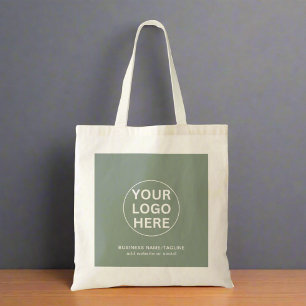 Clean Sage Green Logo & Text l Promotional Branded Tote Bag