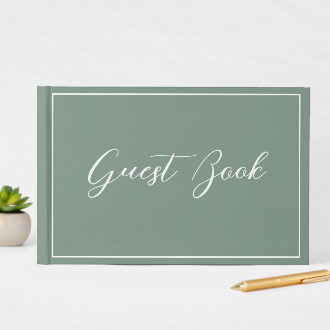 Clean Sage Green Script Calligraphy  Wedding Guest Book (Creator Uploaded)