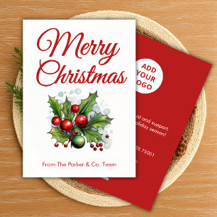 Clean Script Christmas Card Add Company Name