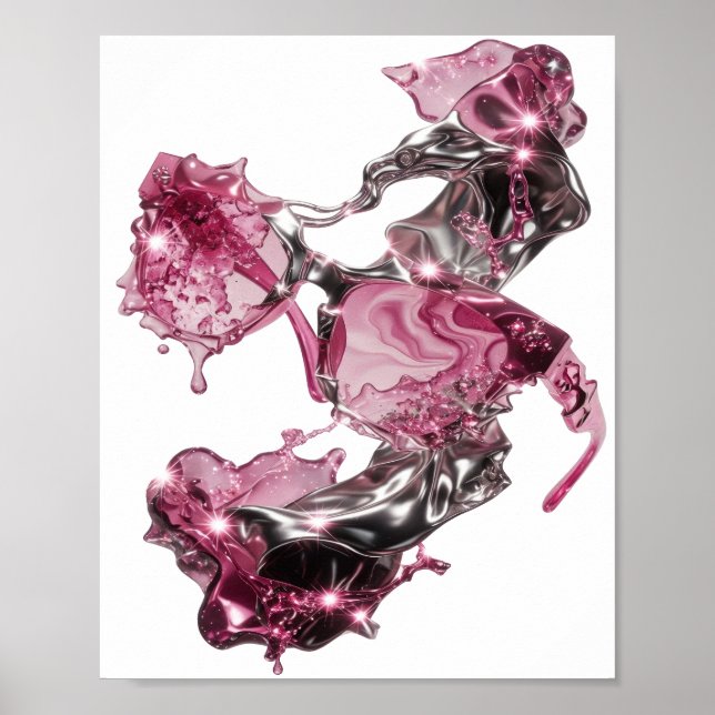 Clean Silver ABSTRACT ART Abstract Design v2 Poster (Front)