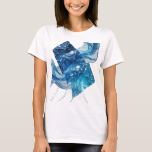 Clean Silver BLUE ICE CRYSTALS Graphic Design T-Shirt