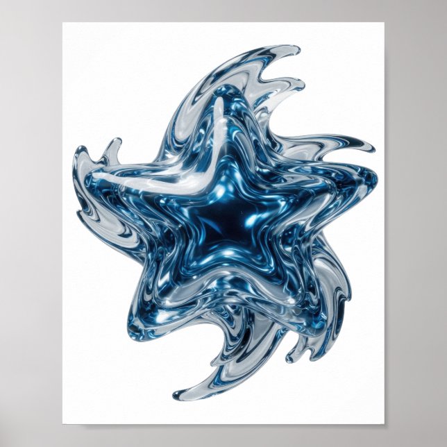 Clean Silver BLUE STAR Slogan Design Poster (Front)
