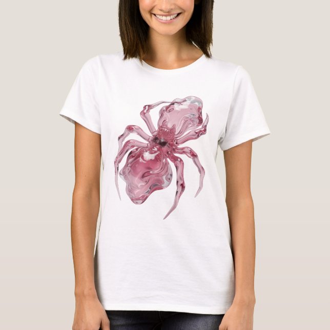 Clean Silver GLASS SPIDER Design T-Shirt (Front)