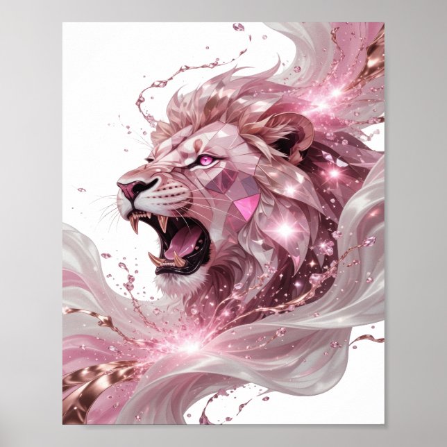 Clean Silver LION KING Graphic Design Poster (Front)