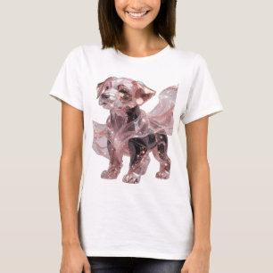 Clean Silver ROSE GOLD DOG Text Design T-Shirt