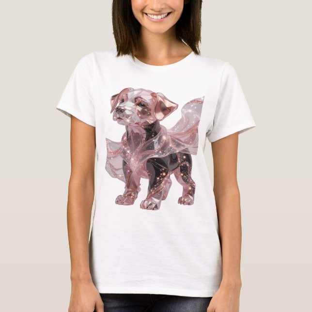Clean Silver ROSE GOLD DOG Text Design T-Shirt (Front)