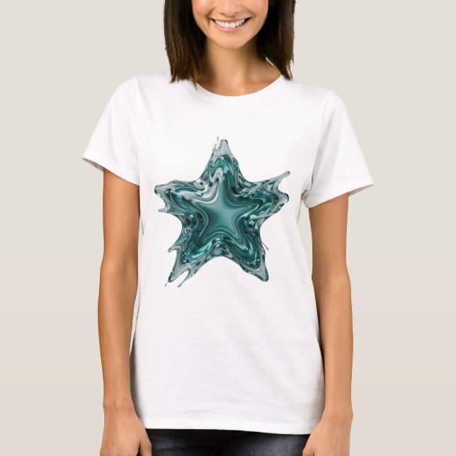 Clean Silver STAR SHAPED WATER SPLASH T-Shirt (Front)