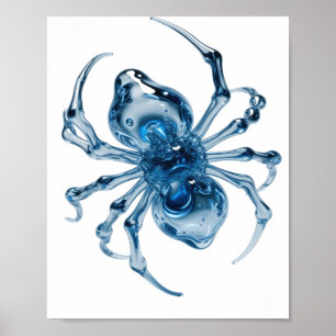 Clean Silver WATER SPIDER Graphic Design Poster