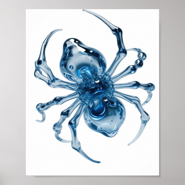 Clean Silver WATER SPIDER Graphic Design Poster (Front)