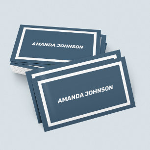 Clean Simple Elegant Blue & White Professional  Business Card