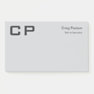 Clean Simple Grey Monogram Modern Business Post-it Notes